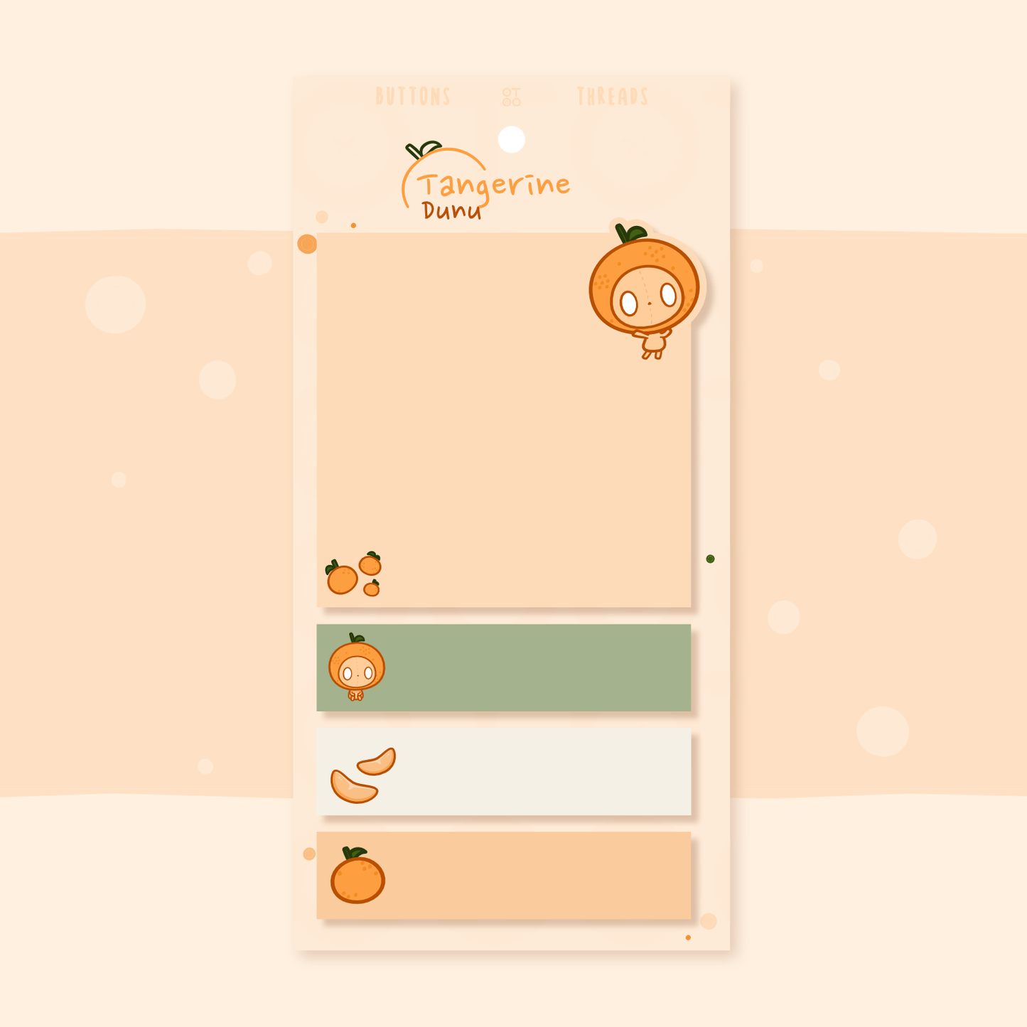 Cute Fruity Sticky Note Set, Blueberry, Strawberry, Tangerine
