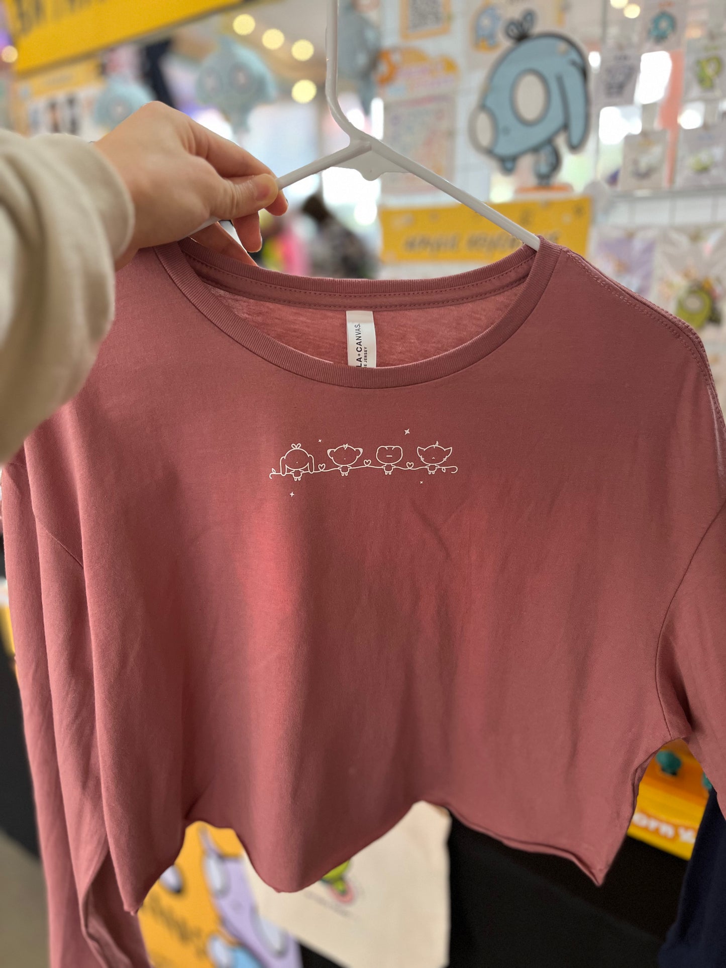 Cute Minimal Holiday Long Sleeve Crop Shirt