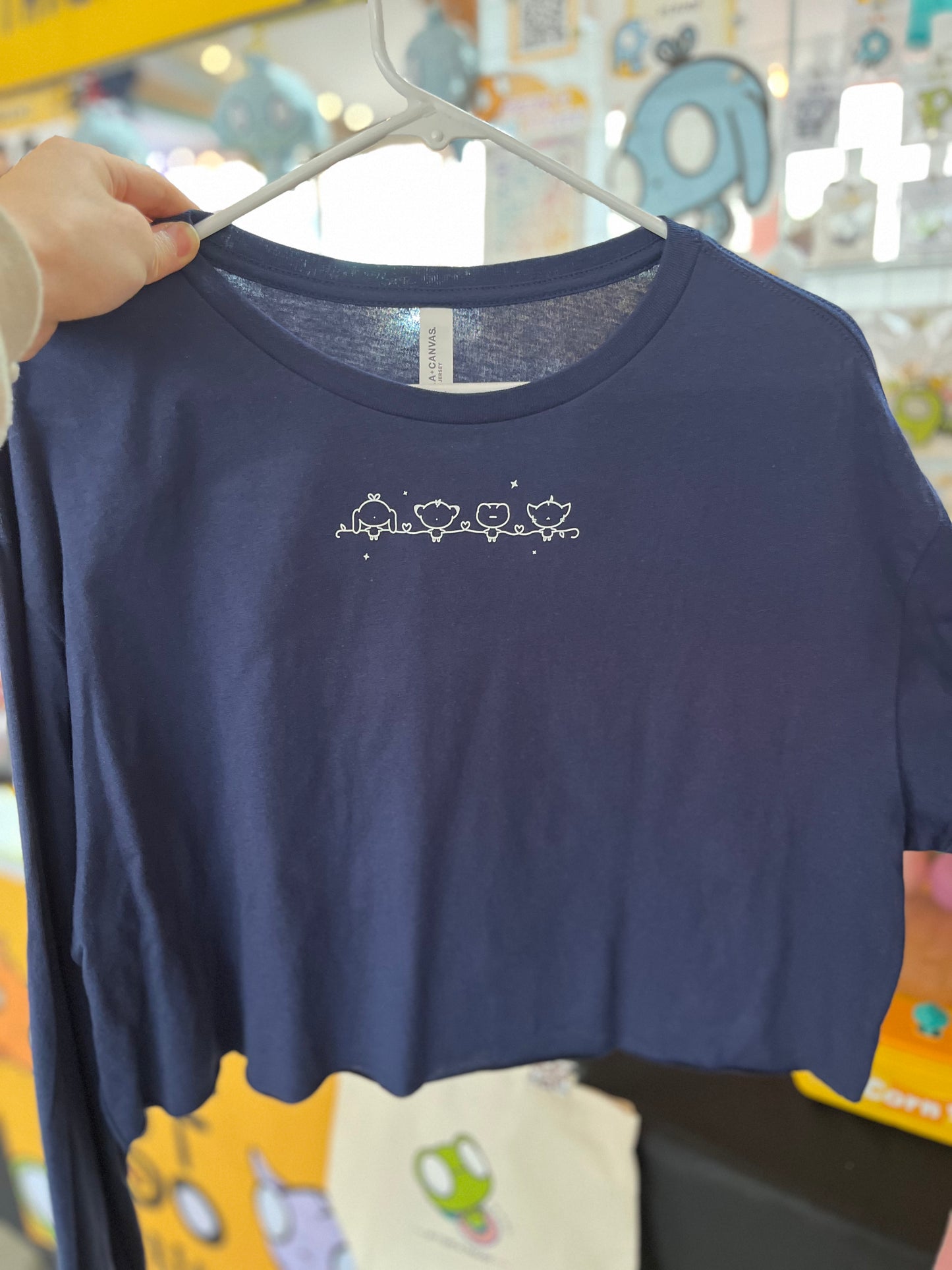 Cute Minimal Holiday Long Sleeve Crop Shirt