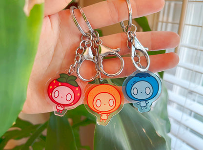 Cute Fruity Cuties Acrylic Keychain Blueberry, Strawberry, Tangerine