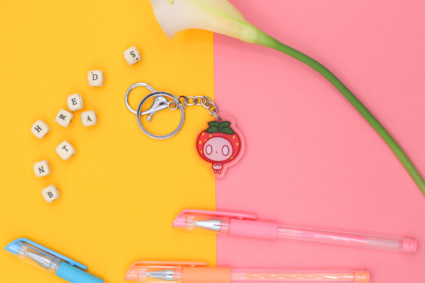 Cute Fruity Cuties Acrylic Keychain Blueberry, Strawberry, Tangerine