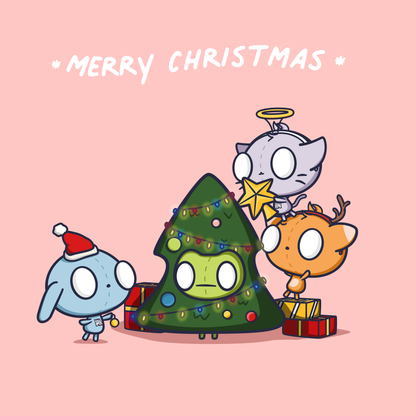 Cute Holiday Tree Decorating Postcard Poster