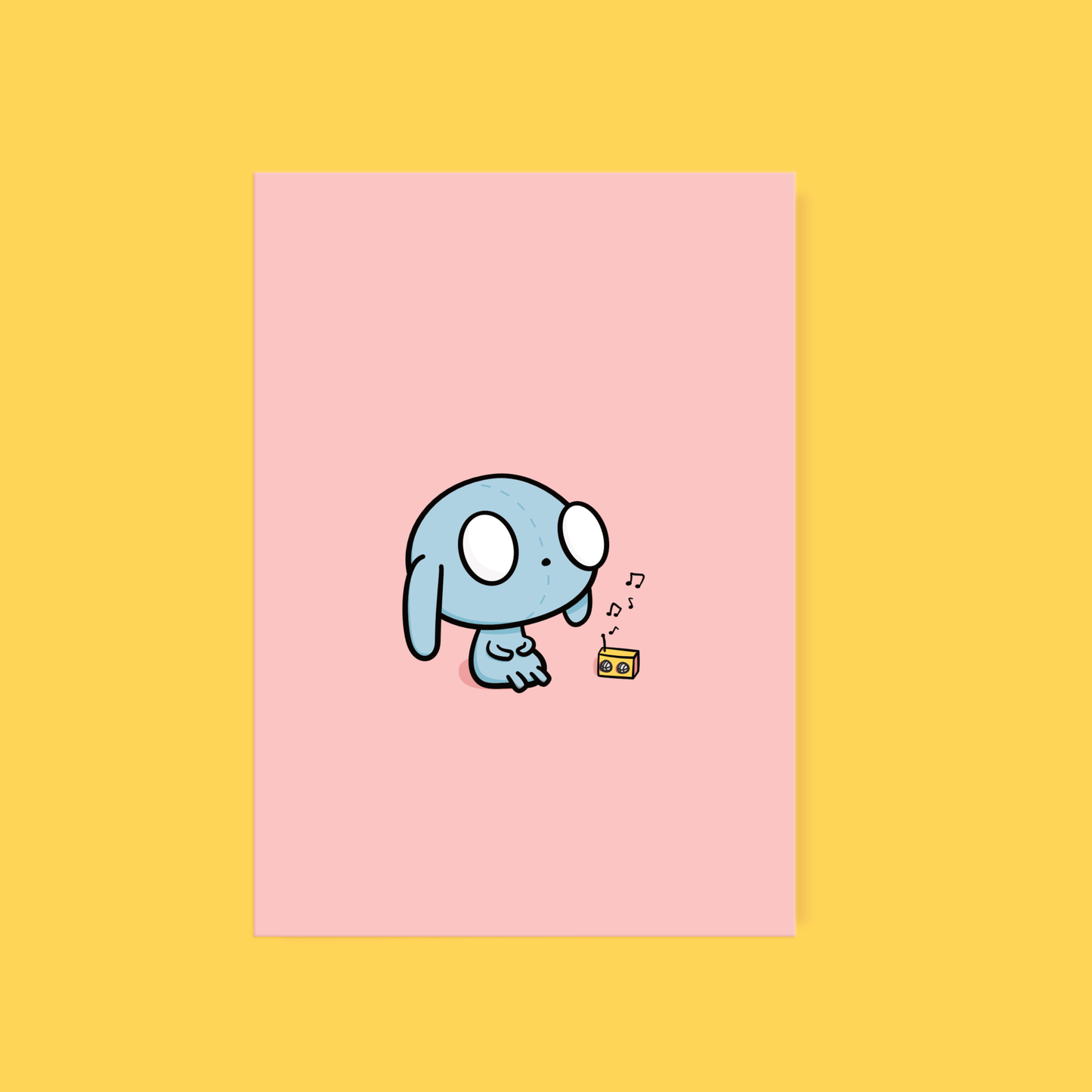 Cute Simple Greeting Card Bunny Music