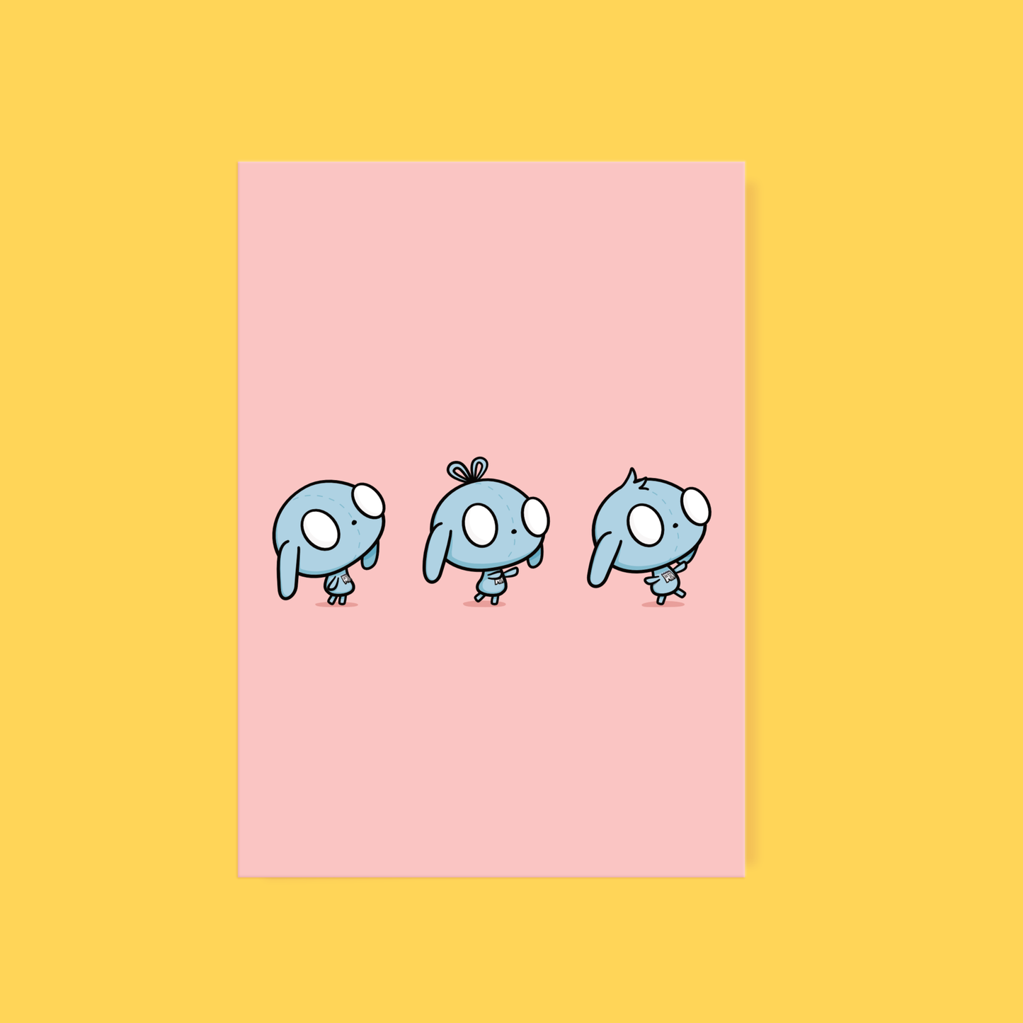 Cute Simple Greeting Card Bunny Trio