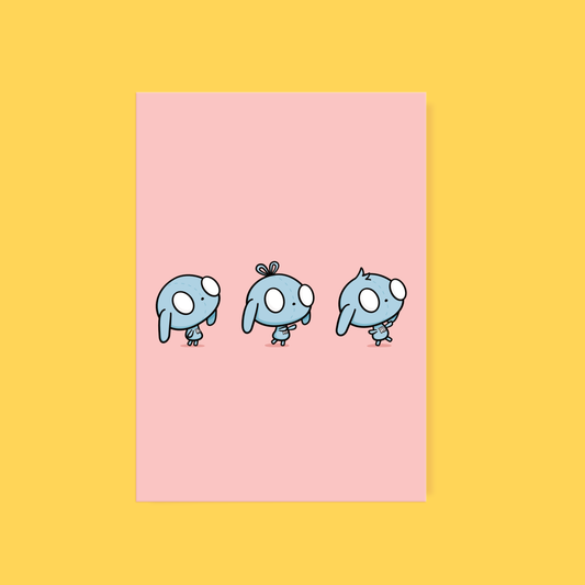 Cute Simple Greeting Card Bunny Trio