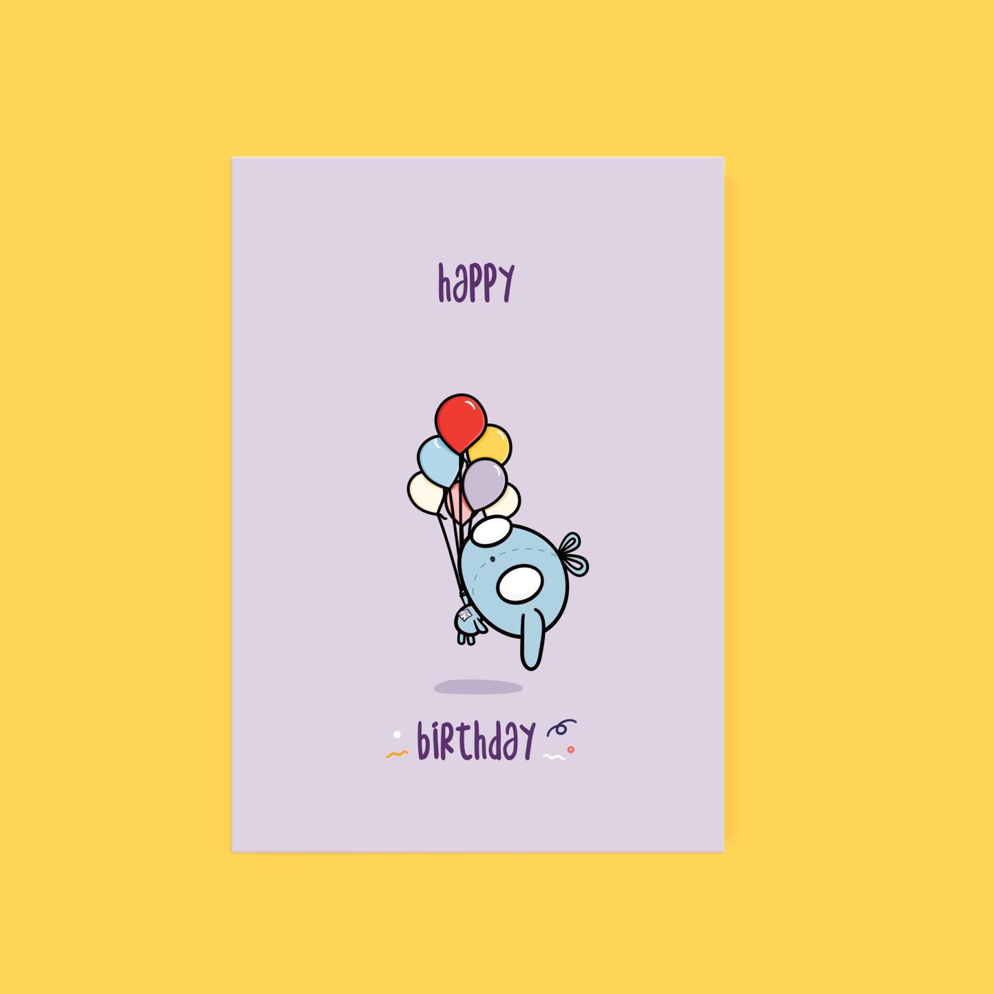 Cute Greeting Card Birthday Purple