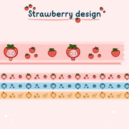 Cute Fruity Washi Tape, Blueberry, Strawberry, Tangerine