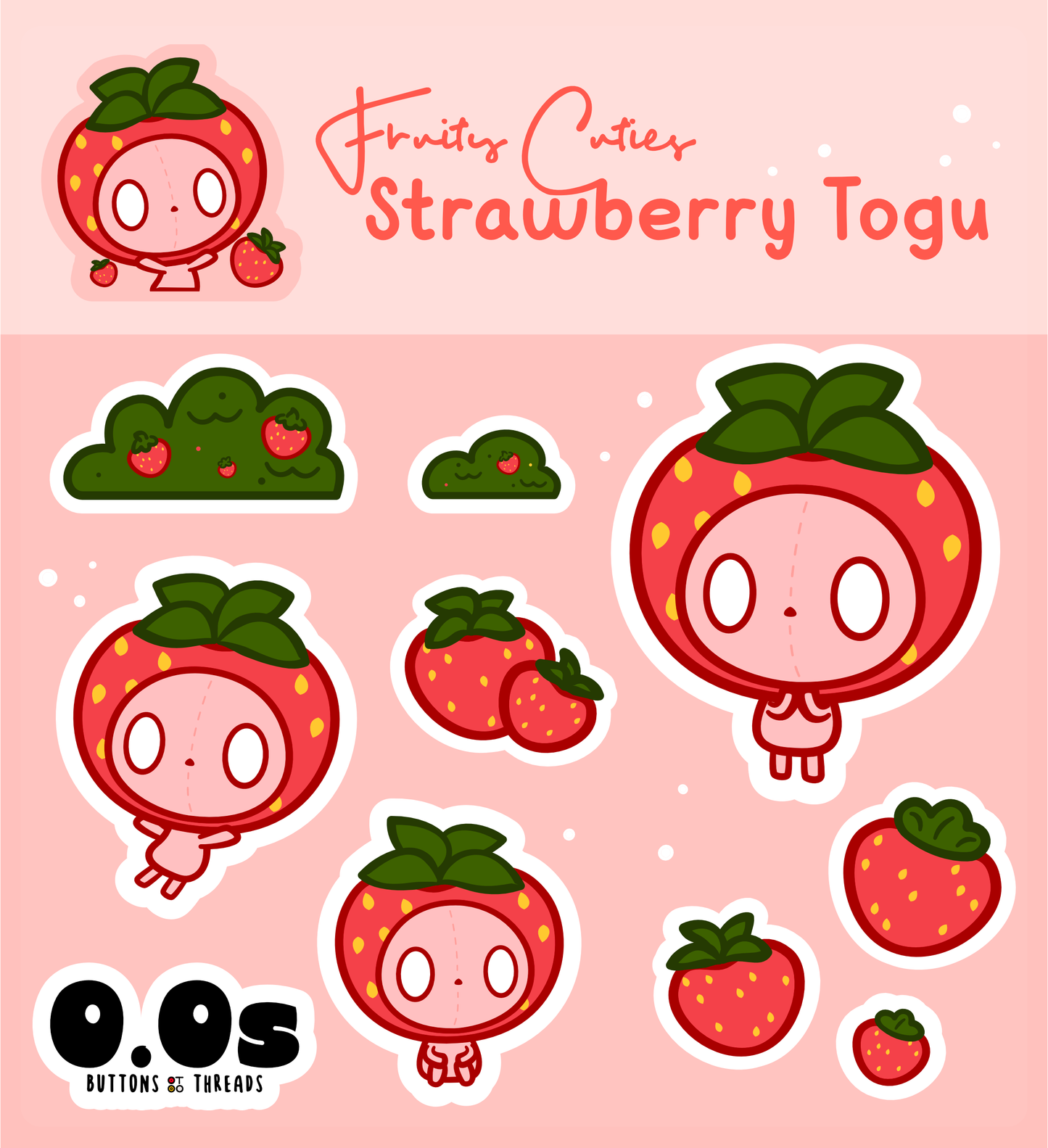 Fruity Cuties Sticker Sheet Blueberry Strawberry Tangerine