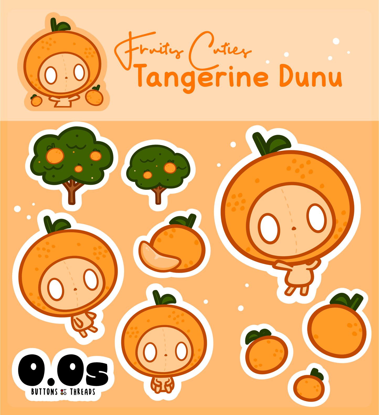 Fruity Cuties Sticker Sheet Blueberry Strawberry Tangerine